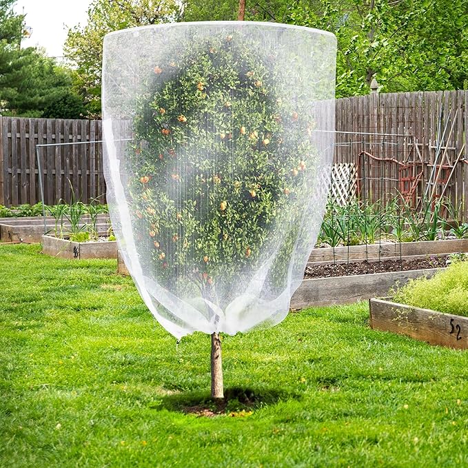 Tree Netting Bird Netting Cover 10 x 10 Ft Large Heavy Duty Garden Plant Protection Net with Zipper & Drawstring for Tomato, Blueberry, Fruit & Vegetable Trees