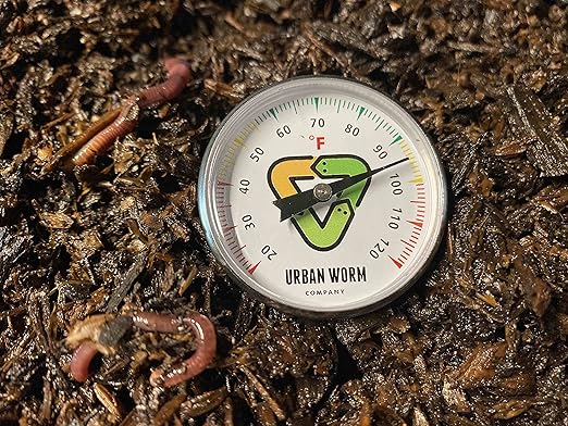 Urban Worm Soil Thermometer - 5-in Stainless Steel Stem - Perfect for Gardening & Worm Bin