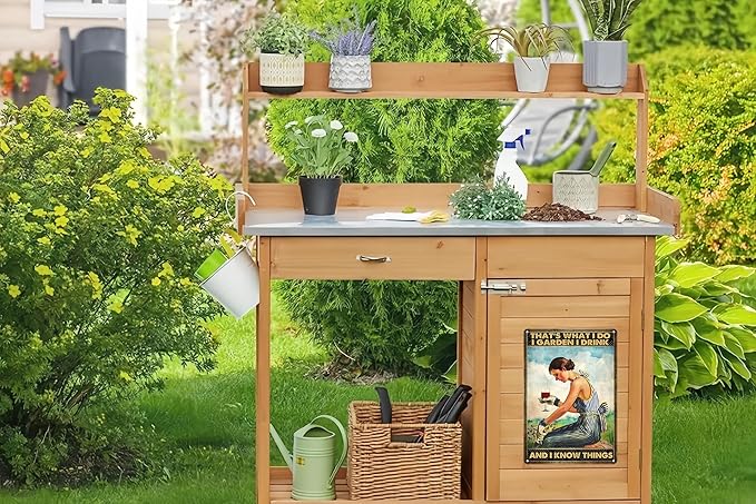 Bestylez Gardening Gifts Vintage Gardening Sign That's What I Do I Garden Tin Sign for Home Garden Greenhouse Living Room Bedroom Yard Backyard Outdoor Decor 8X12 Inch (3166)