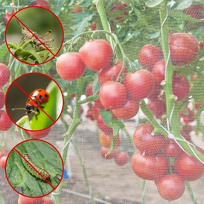 Unves 2 Pack 4 x 10 FT Garden Netting, Mosquito Bird Netting for Garden Protection Vegetable Fruits, Raised Bed Plant Covers Protect Plants from Birds Bugs