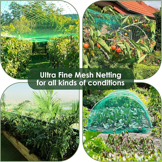 13X40Ft Bird Netting for Garden Protect Vegetable Plants and Fruit Trees,Plastic Trellis Netting for Birds, Deer,Squirrels and Other Animals