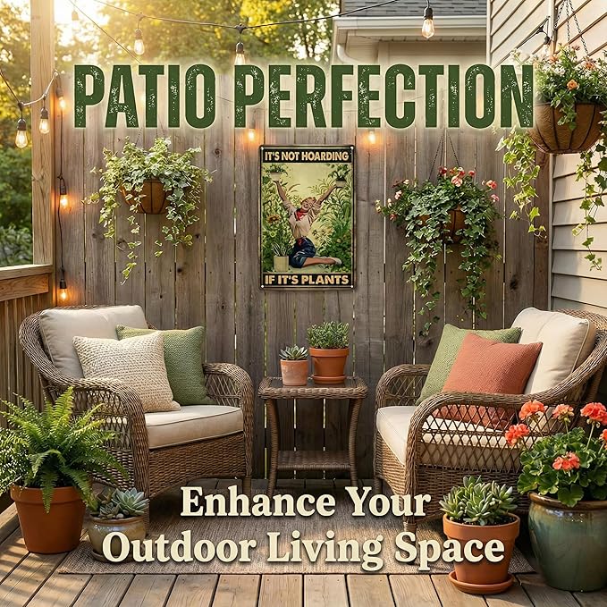 Bestylez Gardening Gifts It‘s Not Hoarding If It's Plants Vintage Garden Signs for Home Garden Greenhouse Living Room Bedroom Yard Backyard Outdoor Decor 8X12 Inch (3066)