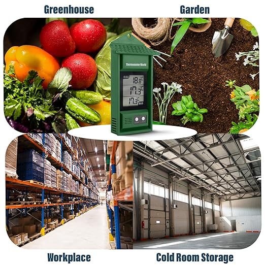 Digital Max Min Thermometer - Monitor Max and Min Temperatures with This Handy Greenhouse Thermometer Garden Accessories Easily Wall Mounted Maximum Minimum