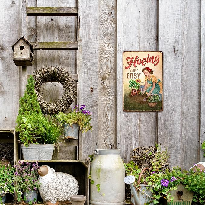 Gardening Gifts for Women, Plant Lovers, Gardeners - Plant Gifts - Garden Sign - Vintage Gardening Metal Signs for Outdoor - Home Outside Greenhouse Decor Garden Signs - 12''x8'' Metal Sign