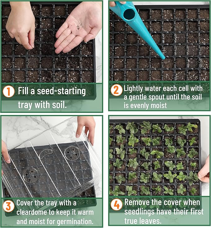 Mr. Pen- Seed Starter Tray Kit, 5 Pack, Black, Total 350-Cells, Seed Starter Kit with Humidity Domes