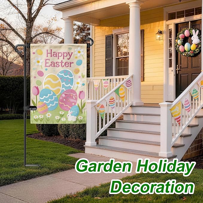HOOSUN Garden Flag Stand,Wrought Iron Yard Flag Holder Stand,Perfect Garden Flag Holder for 12.5x18 inch Garden Flags,4th of July Easter Garden Decorations