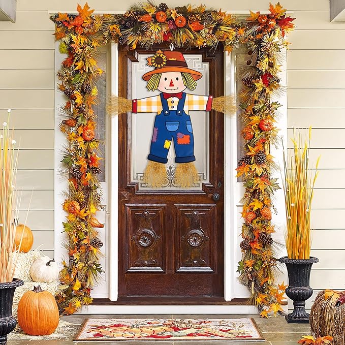 Fall Scarecrow Garden Flag Outdoor Decorations for Outside Double-Sided Printed, Yard Flags House Banner Yard Sign Autumn Winter Thanksgiving Seasonal Decoration 27x 24 Inch