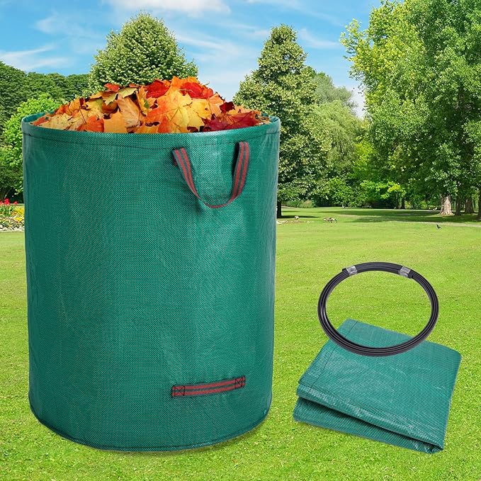 72 Gallon Reusable Leaf Bags, 1 Pack Heavy Duty Yard Waste Bags with Handles, Extra Large Compost Garden Bags for Lawn Leaf Collection, Grass Clippings, Weeds, Yard Clean Up
