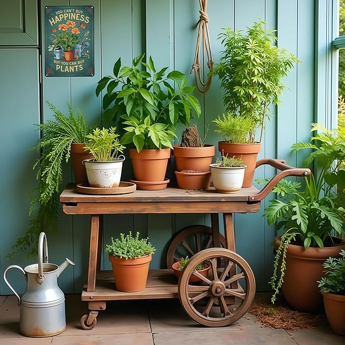 Funnysign Garden Gifts You Can't Buy Happiness But You Can Buy Plants Vintage Tin Sign for Home Garden Patio Yard Decor 8 X 12 Inch(3982)