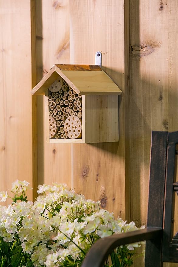 Evergreen Garden Wall Mounted Bee Habitat, Eco Friendly Insect Habitat for Outdoor Garden or Yard