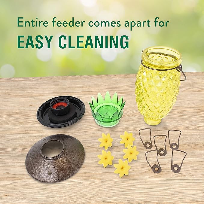 Perky-Pet 9110-2 Pineapple Top-Fill Glass Hummingbird Feeder – 28 oz