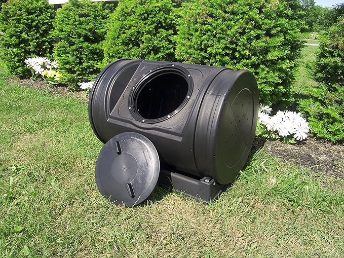 Good Ideas Compost Wizard Jr 7 Cubic Feet Outdoor Home Garden Compost Bucket Storage Container with Carrying Handles, Black