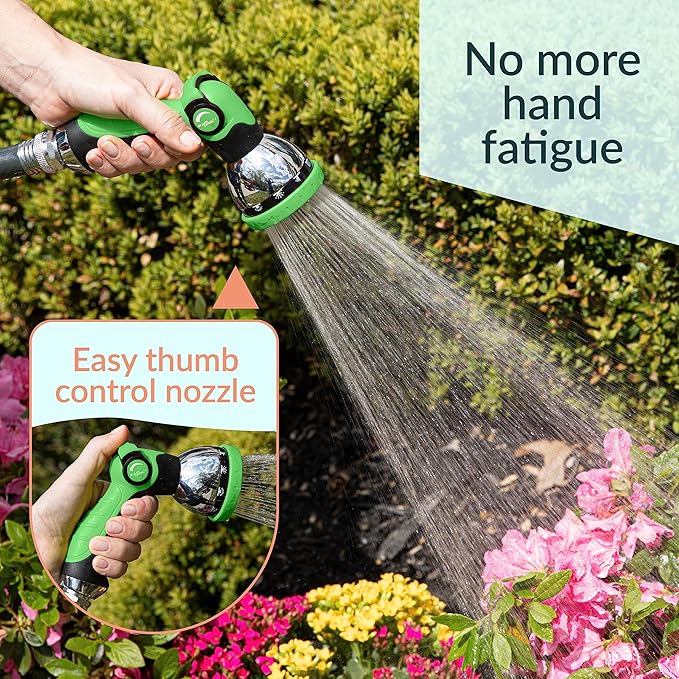 ALMA Garden Hose Nozzle Sprayer with Thumb Control On Off Valve - 10 Spray Pattern Garden Hose Sprayer Nozzle - Perfect Water Hose Nozzle for Outdoor