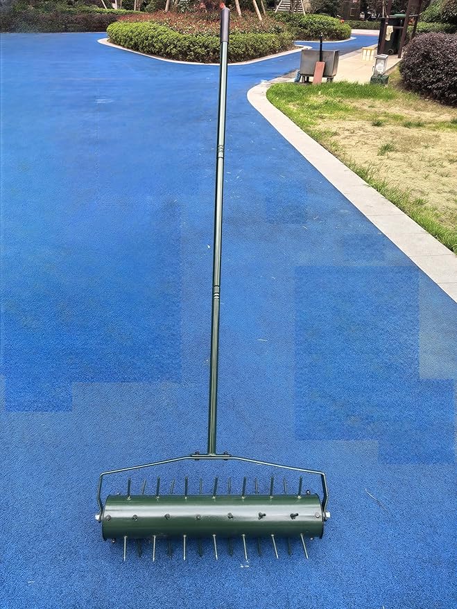 21” Lawn Aerator, Heavy-Duty Manual Lawn Aerator Tool with 50” Metal Handle for Lawn Care, Grass Aerator Lawn Aeration Machine for Garden, Yard, Cropland to Loose Soil
