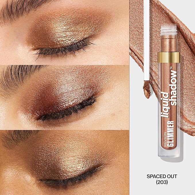REVLON Glimmer Liquid Shadow, Smudge-Proof Shimmer Eyeshadow Makeup, Long Lasting, High Pigment, 203 Spaced Out
