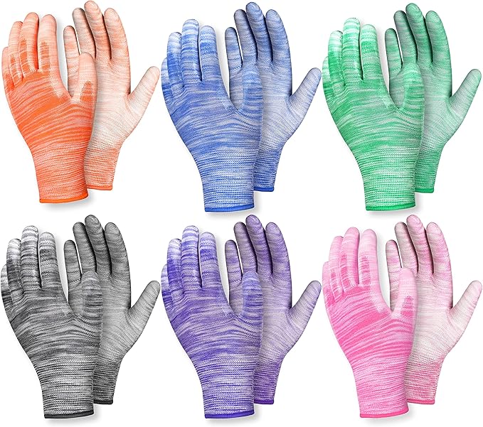 6 Pairs Breathable Gardening Gloves for Women and Men - Super Grip Multi-Purpose Work Gloves