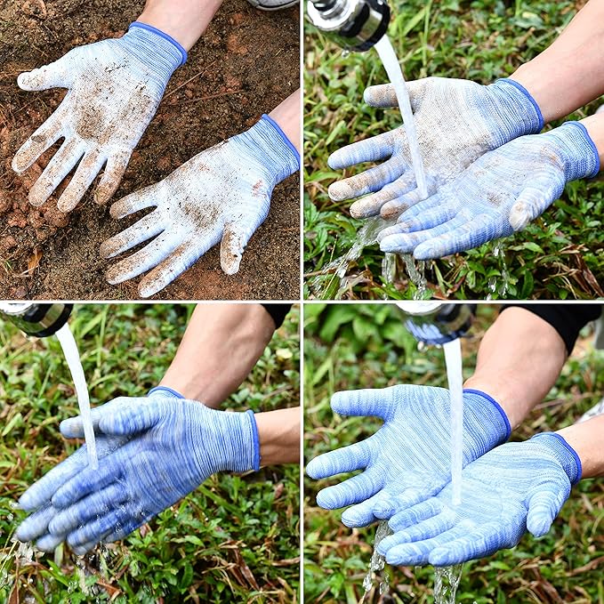 6 Pairs Breathable Gardening Gloves for Women and Men - Super Grip Multi-Purpose Work Gloves